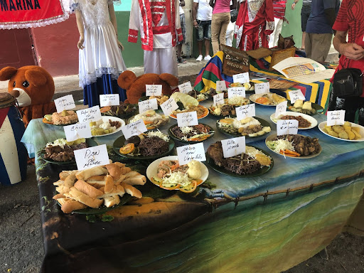 Photograph of a table filled with food made from family recipes.